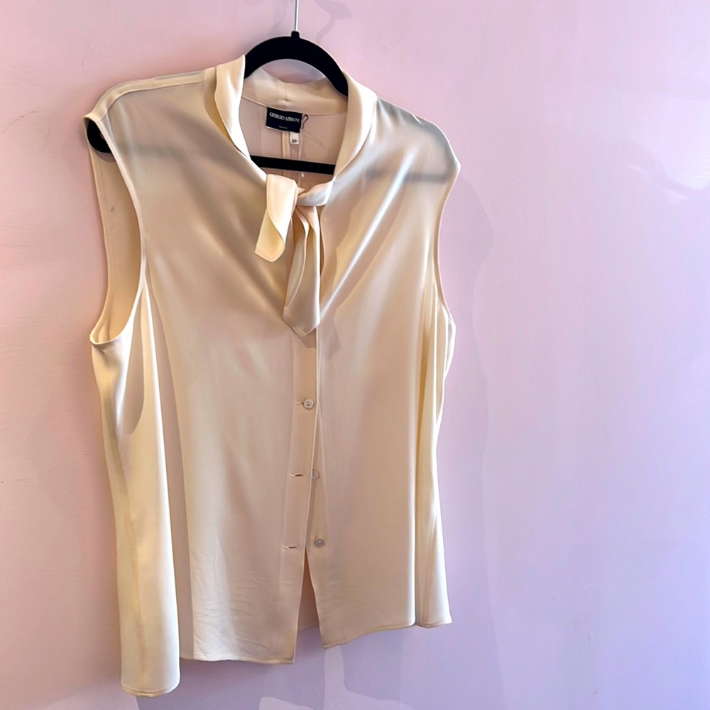 Giorgio Armani off white sleeveless blouse